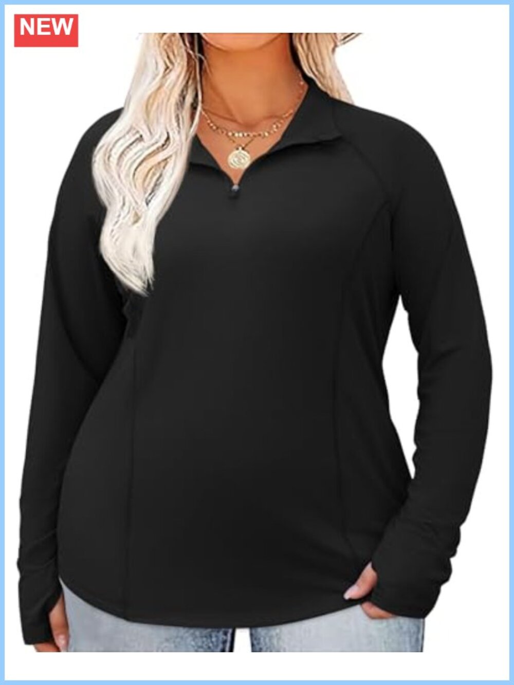 Women's UPF 50+ Long Sleeve 1/4 Zip Quick Dry Athletic Polo Shirt Thumb Holes